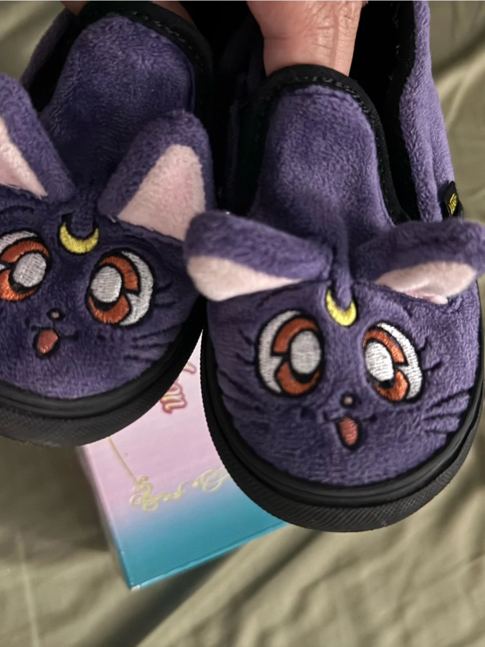 Purple Sailor Moon Luna Plush Slip-On Sneakers